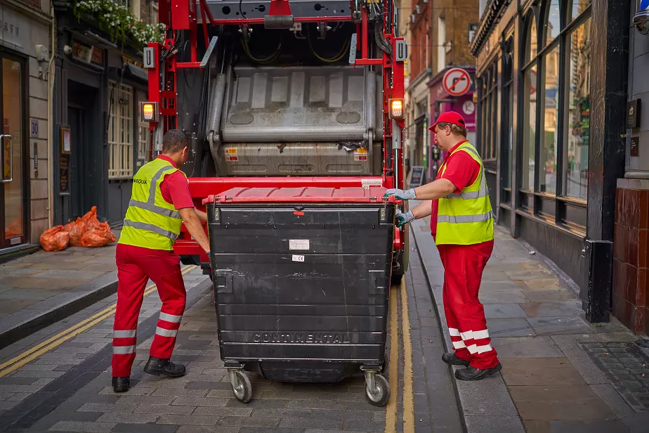 Veolia bin workers collecting general waste