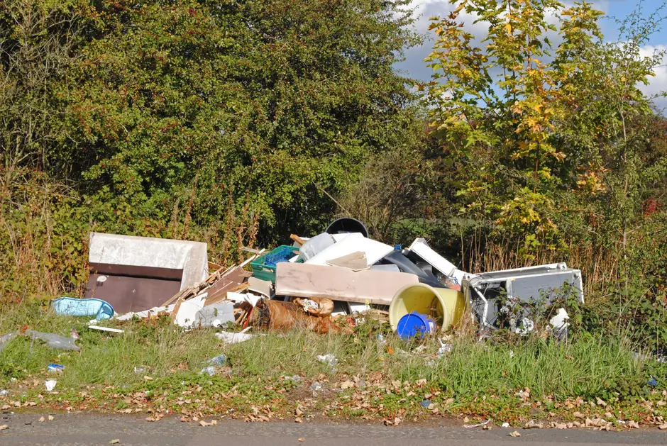 Illegal waste dumped at the side of the road