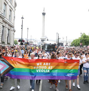 Veolia Marching at London Pride Parade