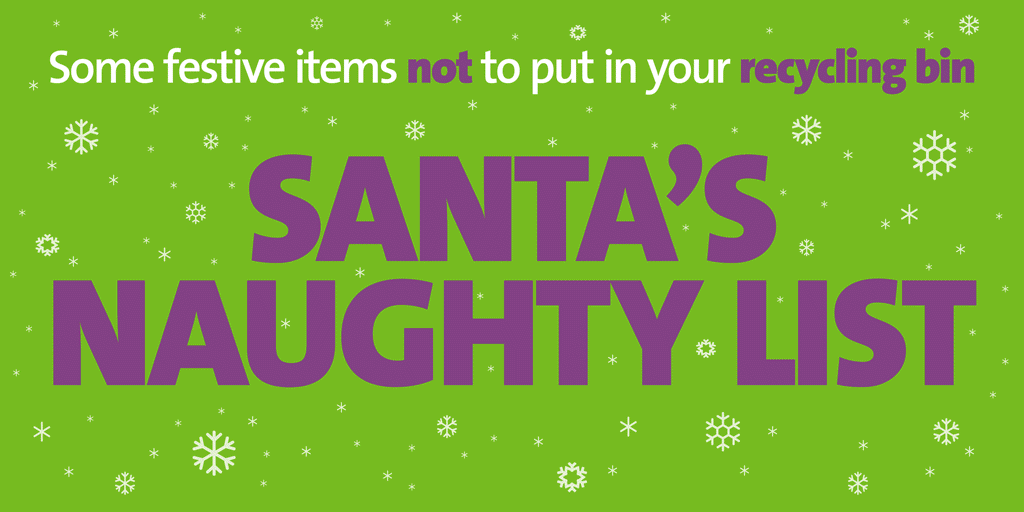 Gif showing santas naughty list of non-recyclable items