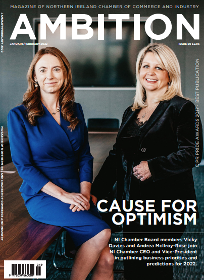 Front cover of NI Chamber magazine Jan Feb 2022